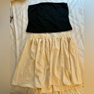 Tween Girl High Elasticity Casual Yoga‎ Sports Skirt And Tube Top